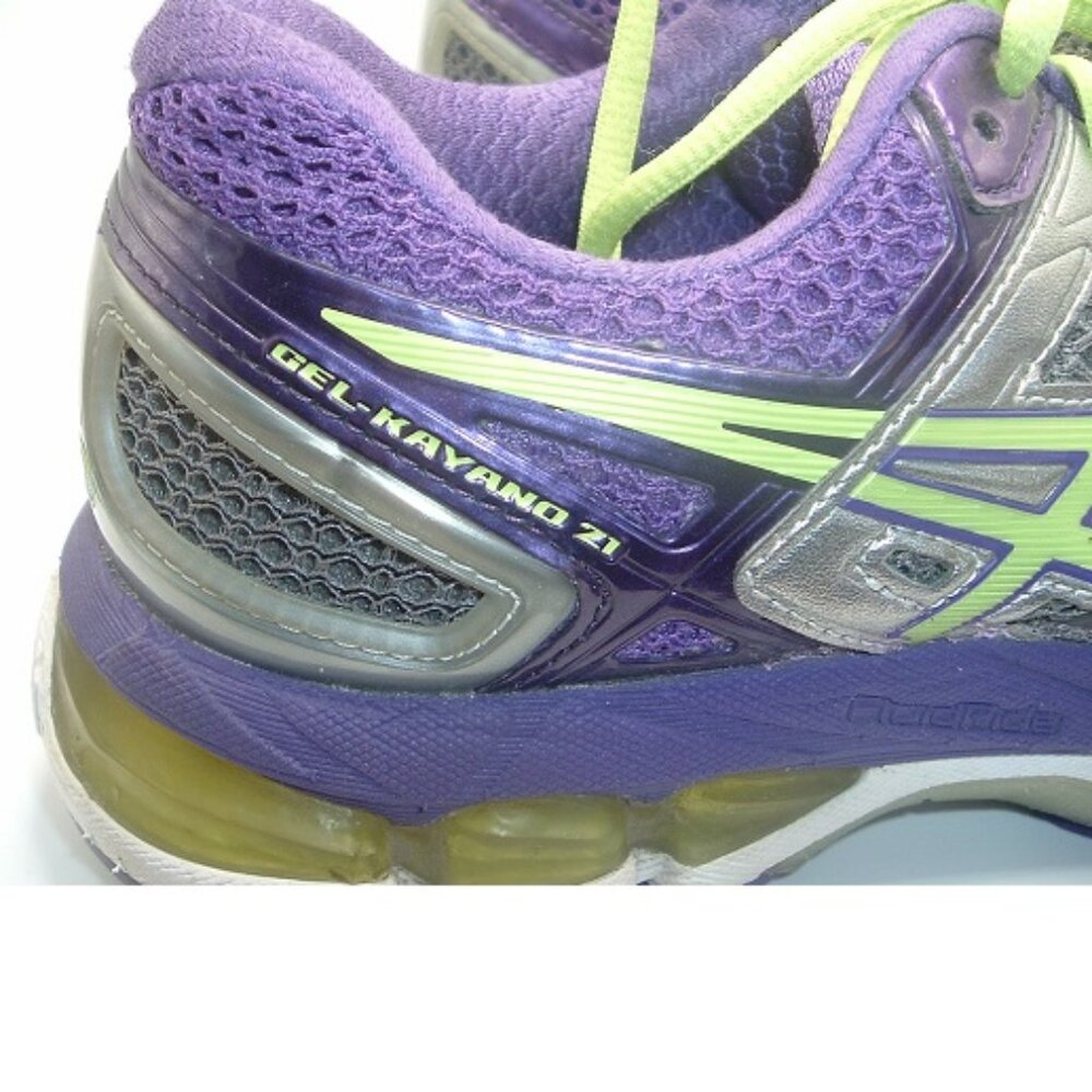 Asics Gel Kayano 21 Shoes Womens Size 7.5 Purple Lime Gray Running Sneakers - Picture 2 of 7